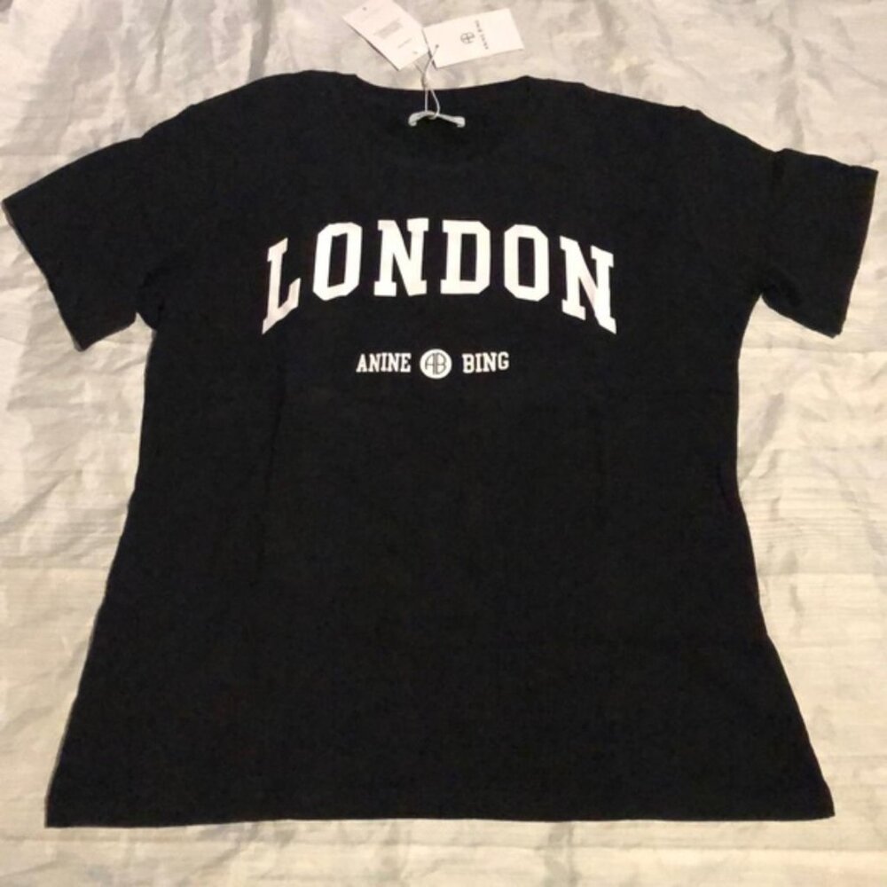 Anine Bing London Black Short Sleeve T-Shirt London Small, Medium, Large